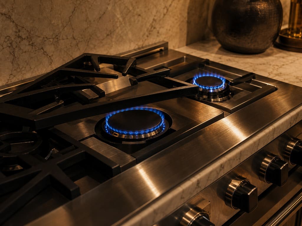 Viking stove cooktop burner repair in a San Leandro kitchen